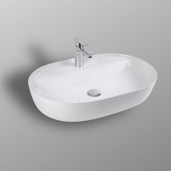 РАКОВИНА НАКЛАДНАЯ ОВАЛЬНАЯ BOND S01-600 60*40*13,5СМ БЕЛАЯ С ОТВЕРСТИЕМ ПОД СМЕСИТЕЛЬ