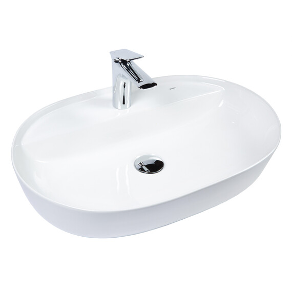 РАКОВИНА НАКЛАДНАЯ ОВАЛЬНАЯ BOND S01-600 60*40*13,5СМ БЕЛАЯ С ОТВЕРСТИЕМ ПОД СМЕСИТЕЛЬ