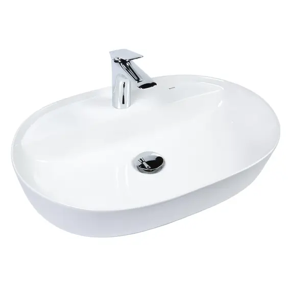 РАКОВИНА НАКЛАДНАЯ ОВАЛЬНАЯ BOND S01-600 60*40*13,5СМ БЕЛАЯ С ОТВЕРСТИЕМ ПОД СМЕСИТЕЛЬ