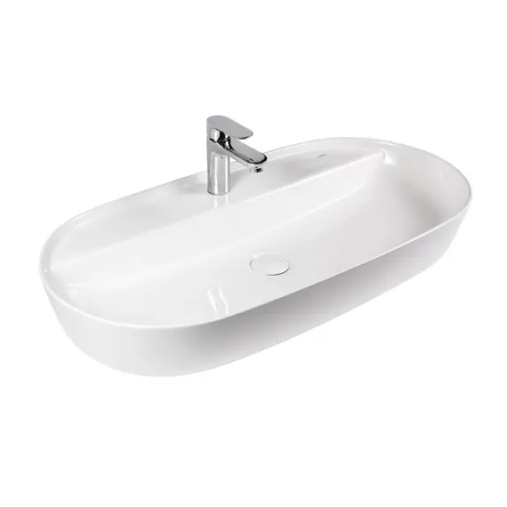 РАКОВИНА НАКЛАДНАЯ ОВАЛЬНАЯ BOND S01-800 80*40*14СМ БЕЛАЯ С ОТВЕРСТИЕМ ПОД СМЕСИТЕЛЬ