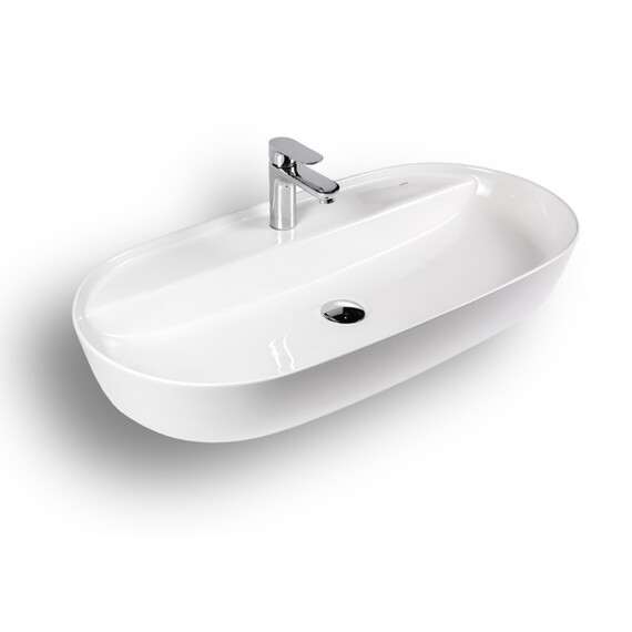 РАКОВИНА НАКЛАДНАЯ ОВАЛЬНАЯ BOND S01-800 80*40*14СМ БЕЛАЯ С ОТВЕРСТИЕМ ПОД СМЕСИТЕЛЬ