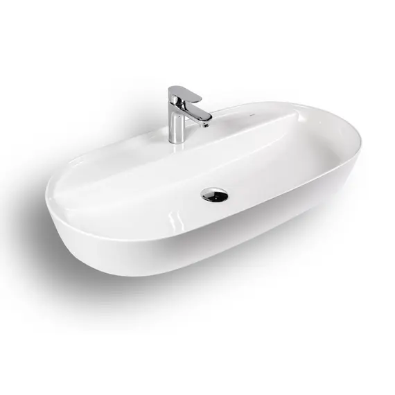 РАКОВИНА НАКЛАДНАЯ ОВАЛЬНАЯ BOND S01-800 80*40*14СМ БЕЛАЯ С ОТВЕРСТИЕМ ПОД СМЕСИТЕЛЬ