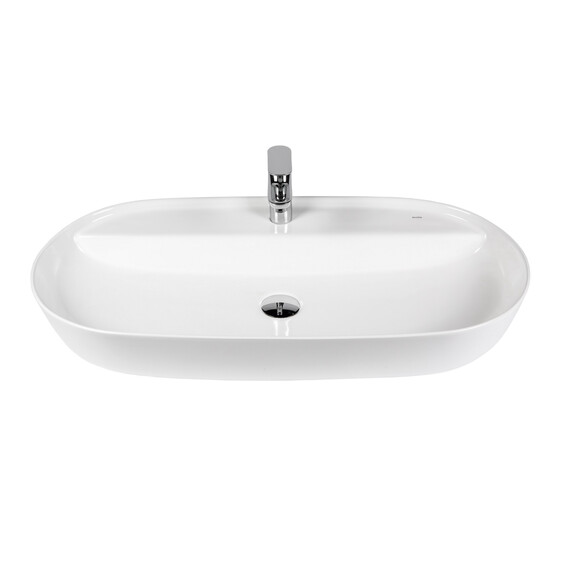 РАКОВИНА НАКЛАДНАЯ ОВАЛЬНАЯ BOND S01-800 80*40*14СМ БЕЛАЯ С ОТВЕРСТИЕМ ПОД СМЕСИТЕЛЬ