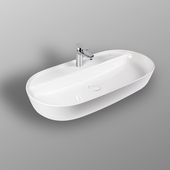 РАКОВИНА НАКЛАДНАЯ ОВАЛЬНАЯ BOND S01-800 80*40*14СМ БЕЛАЯ С ОТВЕРСТИЕМ ПОД СМЕСИТЕЛЬ