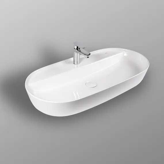 РАКОВИНА НАКЛАДНАЯ ОВАЛЬНАЯ BOND S01-800 80*40*14СМ БЕЛАЯ С ОТВЕРСТИЕМ ПОД СМЕСИТЕЛЬ