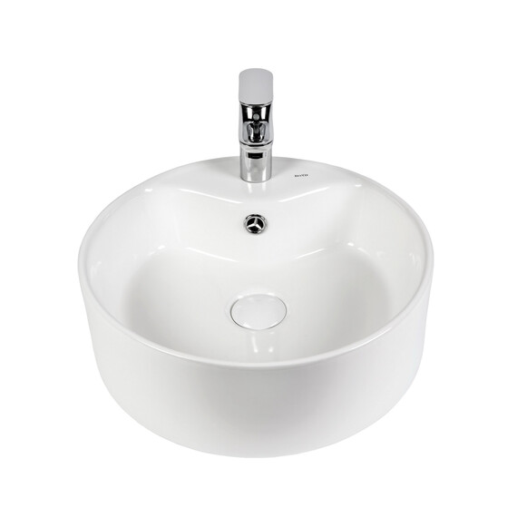 РАКОВИНА НАКЛАДНАЯ КРУГЛАЯ BOND S03-410 41*41*15СМ БЕЛАЯ С ПЕРЕЛИВОМ И ОТВЕРСТИЕМ ПОД СМЕСИТЕЛЬ