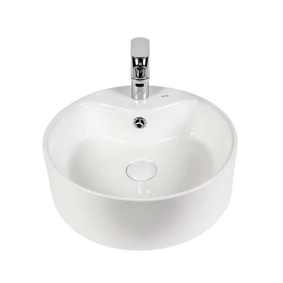 РАКОВИНА НАКЛАДНАЯ КРУГЛАЯ BOND S03-410 41*41*15СМ БЕЛАЯ С ПЕРЕЛИВОМ И ОТВЕРСТИЕМ ПОД СМЕСИТЕЛЬ