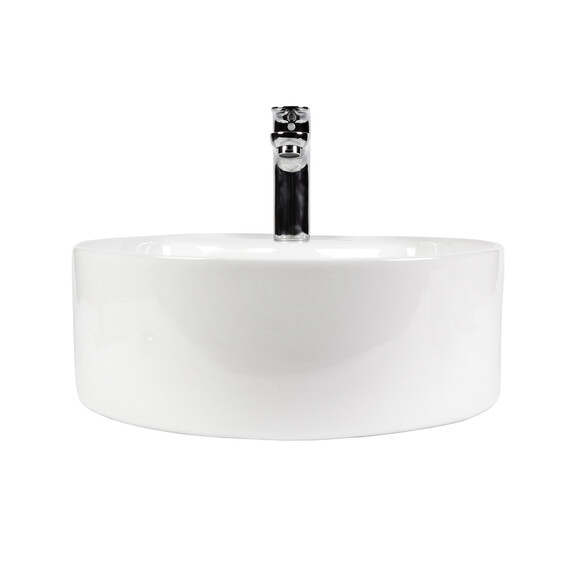 РАКОВИНА НАКЛАДНАЯ КРУГЛАЯ BOND S03-410 41*41*15СМ БЕЛАЯ С ПЕРЕЛИВОМ И ОТВЕРСТИЕМ ПОД СМЕСИТЕЛЬ