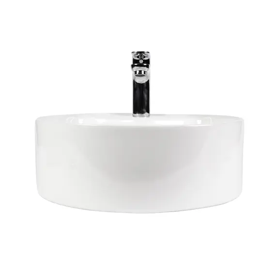 РАКОВИНА НАКЛАДНАЯ КРУГЛАЯ BOND S03-410 41*41*15СМ БЕЛАЯ С ПЕРЕЛИВОМ И ОТВЕРСТИЕМ ПОД СМЕСИТЕЛЬ