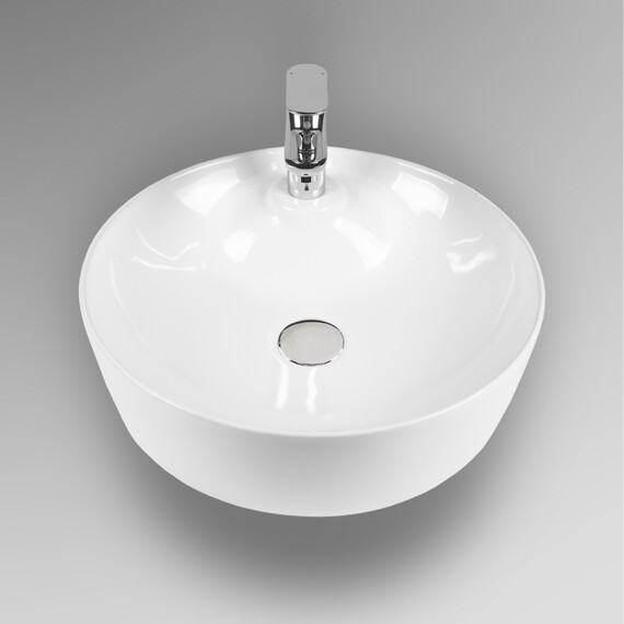 РАКОВИНА НАКЛАДНАЯ КРУГЛАЯ BOND S03-430 43,5*43,5*13СМ БЕЛАЯ С ОТВЕРСТИЕМ ПОД СМЕСИТЕЛЬ