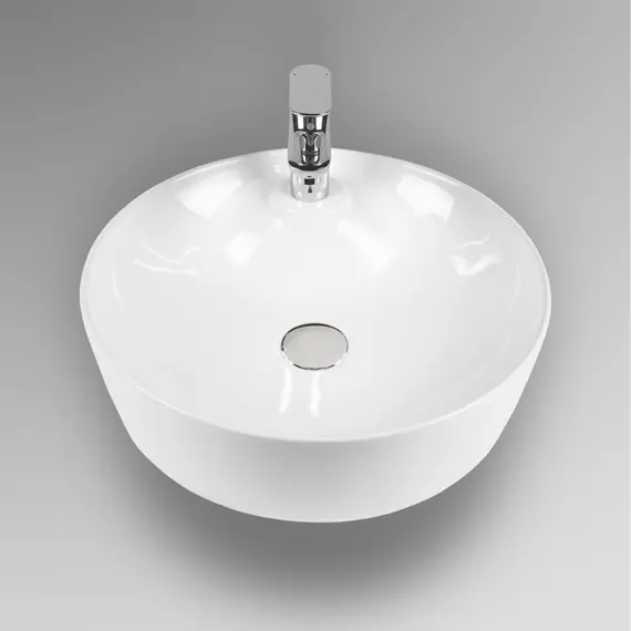 РАКОВИНА НАКЛАДНАЯ КРУГЛАЯ BOND S03-430 43,5*43,5*13СМ БЕЛАЯ С ОТВЕРСТИЕМ ПОД СМЕСИТЕЛЬ