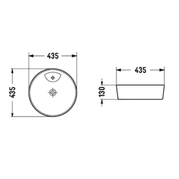 РАКОВИНА НАКЛАДНАЯ КРУГЛАЯ BOND S03-430 43,5*43,5*13СМ БЕЛАЯ С ОТВЕРСТИЕМ ПОД СМЕСИТЕЛЬ