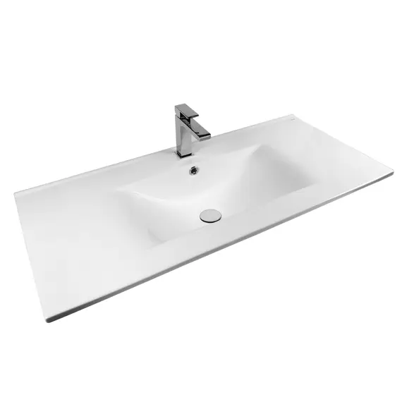 РАКОВИНА ВСТРАИВАЕМАЯ ПРЯМОУГОЛЬНАЯ BOND S05-1000 100*46*17СМ БЕЛАЯ С ПЕРЕЛИВОМ