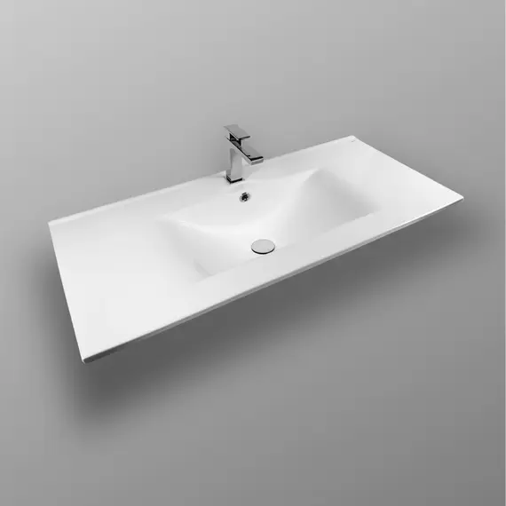 РАКОВИНА ВСТРАИВАЕМАЯ ПРЯМОУГОЛЬНАЯ BOND S05-1000 100*46*17СМ БЕЛАЯ С ПЕРЕЛИВОМ