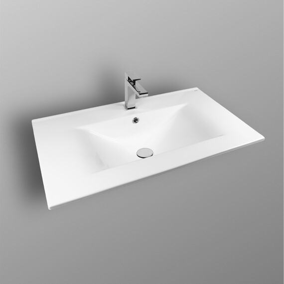 РАКОВИНА ВСТРАИВАЕМАЯ ПРЯМОУГОЛЬНАЯ BOND S05-800 80*46*17СМ БЕЛАЯ С ПЕРЕЛИВОМ