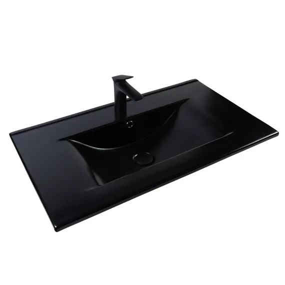 РАКОВИНА ВСТРАИВАЕМАЯ ПРЯМОУГОЛЬНАЯ BOND S05-808 80*46*17СМ ЧЕРНАЯ МАТОВАЯ С ПЕРЕЛИВОМ