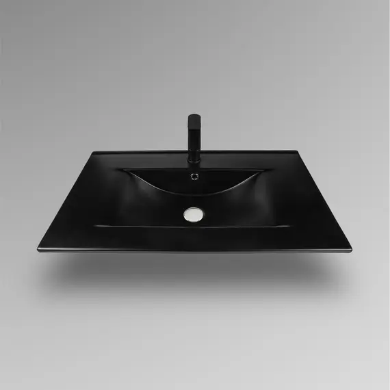 РАКОВИНА ВСТРАИВАЕМАЯ ПРЯМОУГОЛЬНАЯ BOND S05-808 80*46*17СМ ЧЕРНАЯ МАТОВАЯ С ПЕРЕЛИВОМ