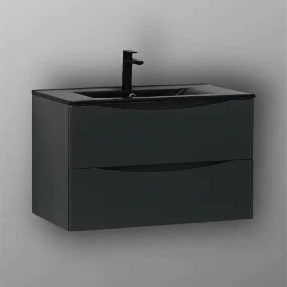 РАКОВИНА ВСТРАИВАЕМАЯ ПРЯМОУГОЛЬНАЯ BOND S05-808 80*46*17СМ ЧЕРНАЯ МАТОВАЯ С ПЕРЕЛИВОМ