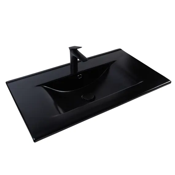 РАКОВИНА ВСТРАИВАЕМАЯ ПРЯМОУГОЛЬНАЯ BOND S05-808 80*46*17СМ ЧЕРНАЯ МАТОВАЯ С ПЕРЕЛИВОМ