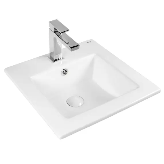 РАКОВИНА ВСТРАИВАЕМАЯ КВАДРАТНАЯ BOND S06-410 41*41*18СМ БЕЛАЯ С ПЕРЕЛИВОМ