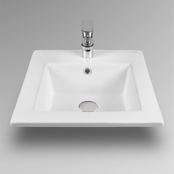 РАКОВИНА ВСТРАИВАЕМАЯ КВАДРАТНАЯ BOND S06-410 41*41*18СМ БЕЛАЯ С ПЕРЕЛИВОМ