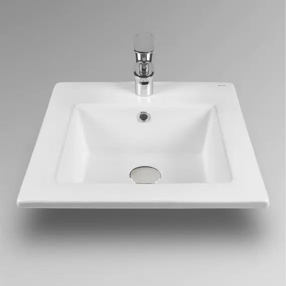 РАКОВИНА ВСТРАИВАЕМАЯ КВАДРАТНАЯ BOND S06-410 41*41*18СМ БЕЛАЯ С ПЕРЕЛИВОМ