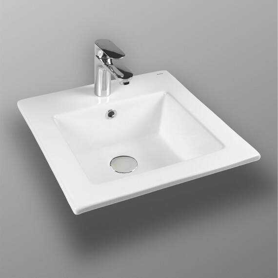 РАКОВИНА ВСТРАИВАЕМАЯ КВАДРАТНАЯ BOND S06-410 41*41*18СМ БЕЛАЯ С ПЕРЕЛИВОМ