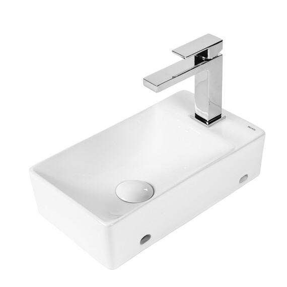 РАКОВИНА НАКЛАДНАЯ ЛЕВАЯ ПРЯМОУГОЛЬНАЯ BOND S12-380L 37,5*21,5*10СМ С ОТВЕРСТИЕМ ПОД СМЕСИТЕЛЬ