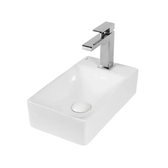 РАКОВИНА НАКЛАДНАЯ ПРАВАЯ ПРЯМОУГОЛЬНАЯ BOND S12-380R 37,5*21,5*10СМ С ОТВЕРСТИЕМ ПОД СМЕСИТЕЛЬ