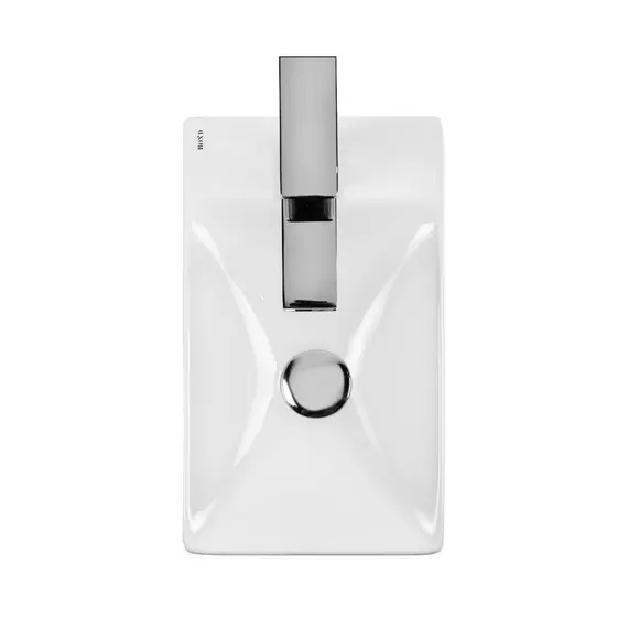 РАКОВИНА НАКЛАДНАЯ ПРАВАЯ ПРЯМОУГОЛЬНАЯ BOND S12-380R 37,5*21,5*10СМ С ОТВЕРСТИЕМ ПОД СМЕСИТЕЛЬ