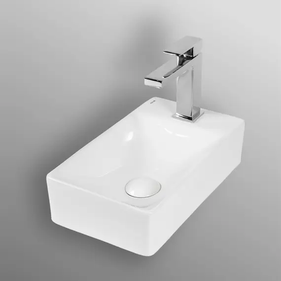 РАКОВИНА НАКЛАДНАЯ ПРАВАЯ ПРЯМОУГОЛЬНАЯ BOND S12-380R 37,5*21,5*10СМ С ОТВЕРСТИЕМ ПОД СМЕСИТЕЛЬ