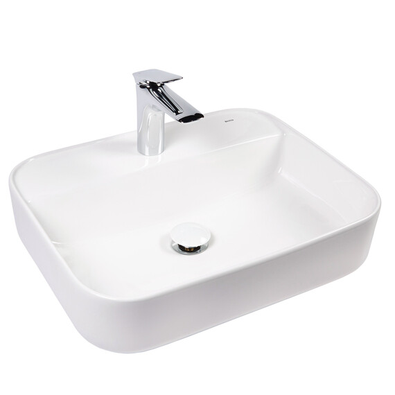 РАКОВИНА НАКЛАДНАЯ ПРЯМОУГОЛЬНАЯ BOND S13-500 50*40*13,5СМ БЕЛАЯ С ОТВЕРСТИЕМ ПОД СМЕСИТЕЛЬ