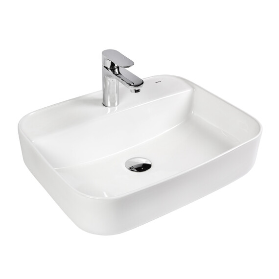 РАКОВИНА НАКЛАДНАЯ ПРЯМОУГОЛЬНАЯ BOND S13-500 50*40*13,5СМ БЕЛАЯ С ОТВЕРСТИЕМ ПОД СМЕСИТЕЛЬ