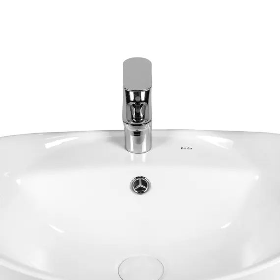 РАКОВИНА НАКЛАДНАЯ ОВАЛЬНАЯ BOND S15-590 59*39*20,5СМ БЕЛАЯ С ПЕРЕЛИВОМ И ОТВЕРСТИЕМ ПОД СМЕСИТЕЛЬ