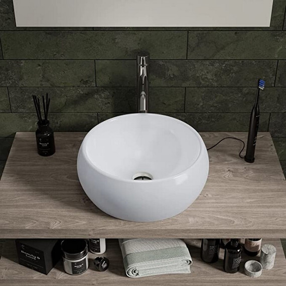 РАКОВИНА НАКЛАДНАЯ КРУГЛАЯ BOND S52-390 40*40*15,5СМ БЕЛАЯ