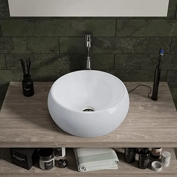 РАКОВИНА НАКЛАДНАЯ КРУГЛАЯ BOND S52-390 40*40*15,5СМ БЕЛАЯ