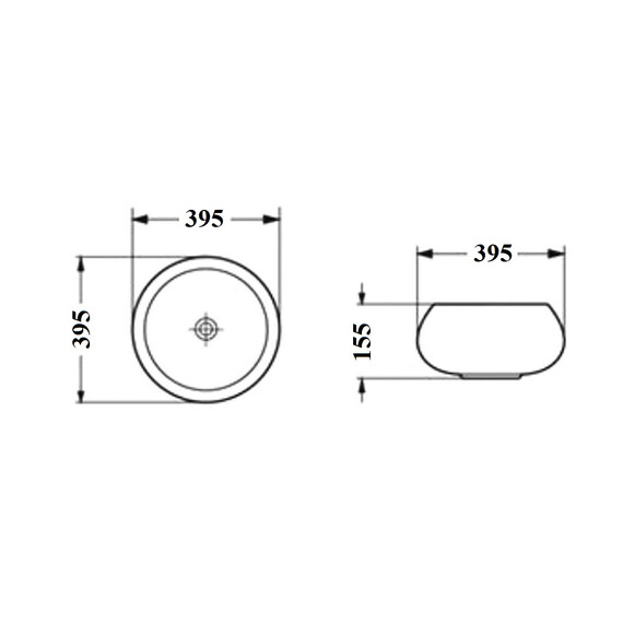 РАКОВИНА НАКЛАДНАЯ КРУГЛАЯ BOND S52-390 40*40*15,5СМ БЕЛАЯ