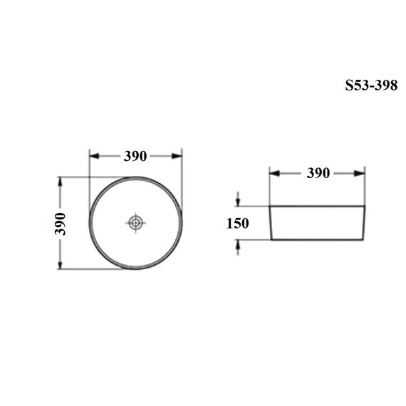 РАКОВИНА НАКЛАДНАЯ КРУГЛАЯ BOND S53-398 39*39*15СМ ЧЕРНАЯ
