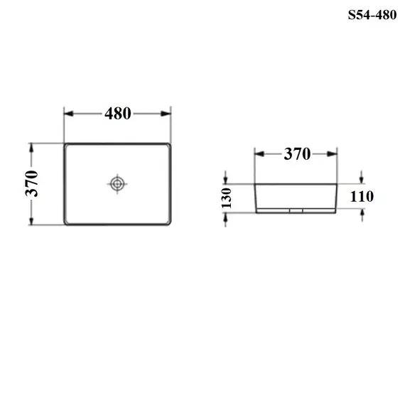 РАКОВИНА НАКЛАДНАЯ ПРЯМОУГОЛЬНАЯ BOND S54-480 48*37*13СМ БЕЛАЯ