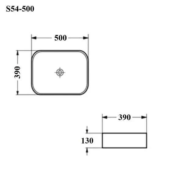 РАКОВИНА НАКЛАДНАЯ ПРЯМОУГОЛЬНАЯ BOND S54-500 50*39*13СМ БЕЛАЯ