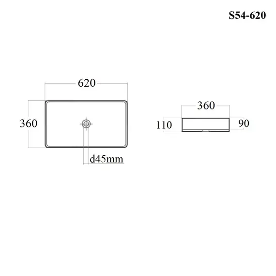 РАКОВИНА НАКЛАДНАЯ ПРЯМОУГОЛЬНАЯ BOND S54-620 62*36*11СМ БЕЛАЯ