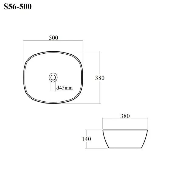 РАКОВИНА НАКЛАДНАЯ ПРЯМОУГОЛЬНАЯ BOND S56-500 50*38*14СМ БЕЛАЯ