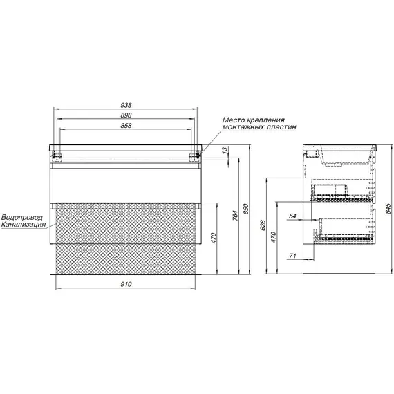 ТУМБА ПОД РАКОВИНУ AQUANET НОТА NEW 100 БЕЛЫЙ ГЛЯНЕЦ