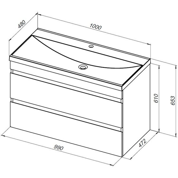 ТУМБА ПОД РАКОВИНУ AQUANET НОТА NEW 100 ДУБ СВЕТЛЫЙ