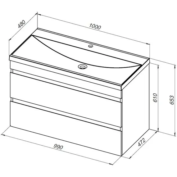 ТУМБА ПОД РАКОВИНУ AQUANET НОТА NEW 100 ДУБ СВЕТЛЫЙ