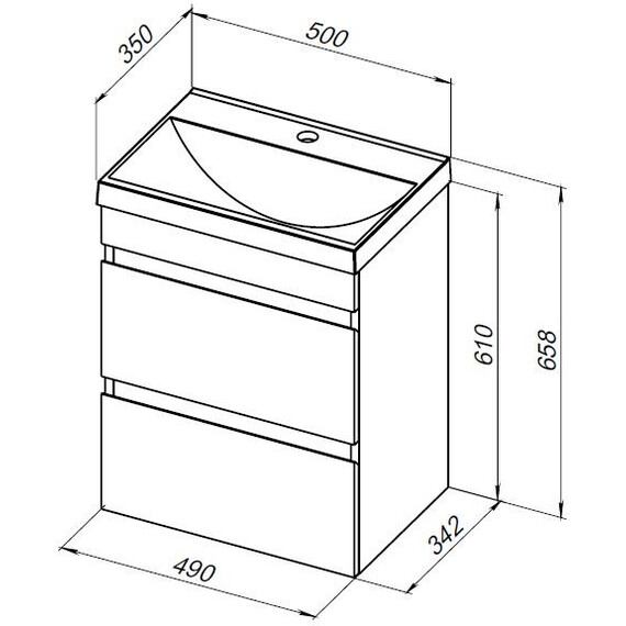 ТУМБА ПОД РАКОВИНУ AQUANET НОТА NEW 50 ДУБ СВЕТЛЫЙ