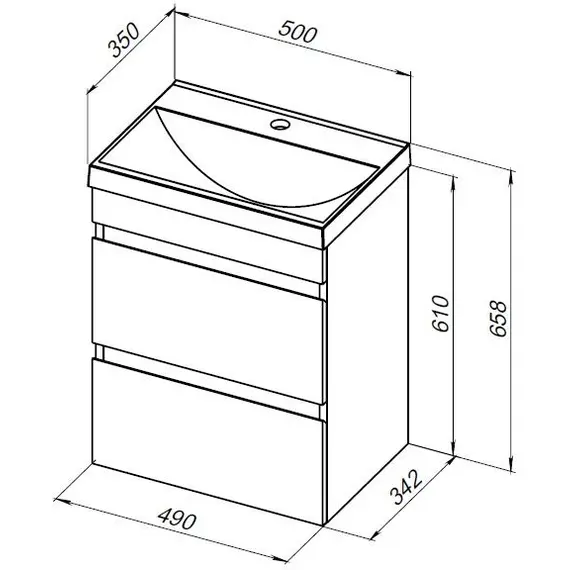 ТУМБА ПОД РАКОВИНУ AQUANET НОТА NEW 50 ДУБ ВЕЛЛИНГТОН ТАБАК