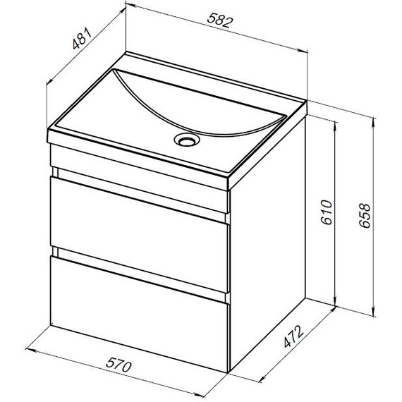 ТУМБА ПОД РАКОВИНУ AQUANET НОТА NEW 60 ДУБ СВЕТЛЫЙ