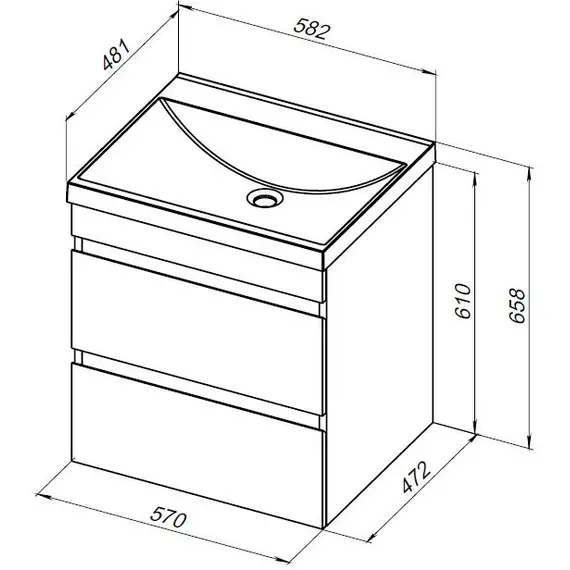 ТУМБА ПОД РАКОВИНУ AQUANET НОТА NEW 60 ДУБ СВЕТЛЫЙ