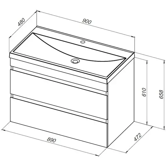 ТУМБА ПОД РАКОВИНУ AQUANET НОТА NEW 90 БЕЛЫЙ ГЛЯНЕЦ